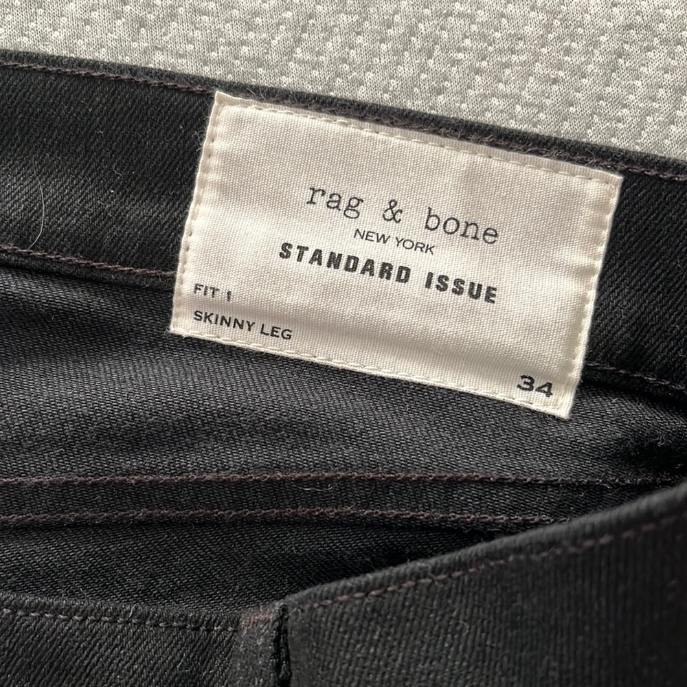 Rag & bone skinny leg black jeans size 34x34